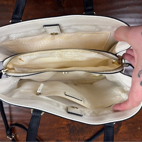 Kate Spade Black and White Medium Crossbody Bag, Neutral Crossbody Purse - Picture 4 of 7